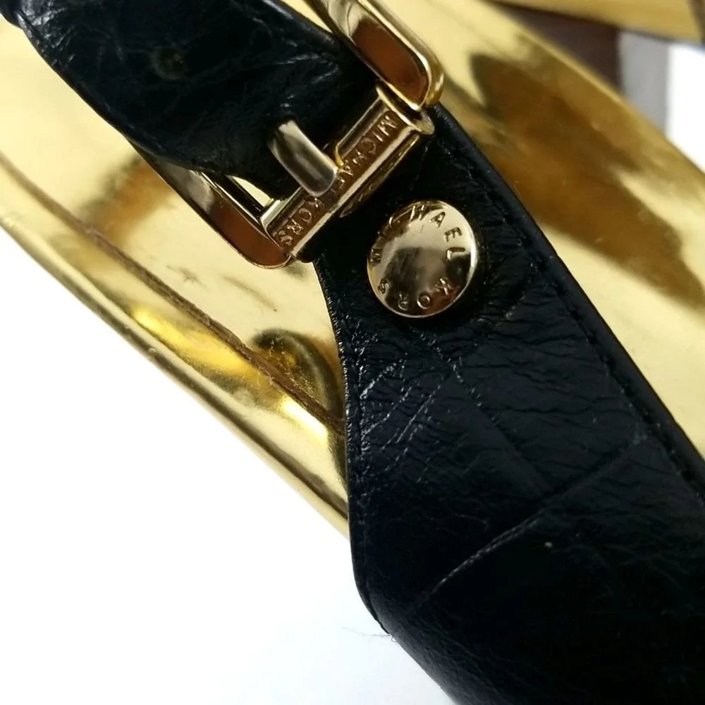 Michael Michael Kors Black Croc Embossed Slingback Platform Heels 8.5‎